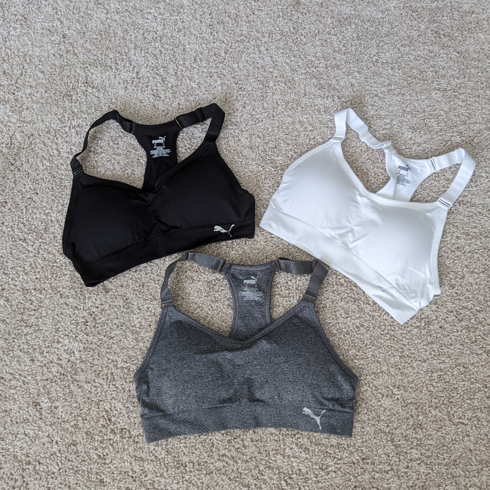 NWT PUMA 3 Pack Seamless Racerback Sports Bras - S